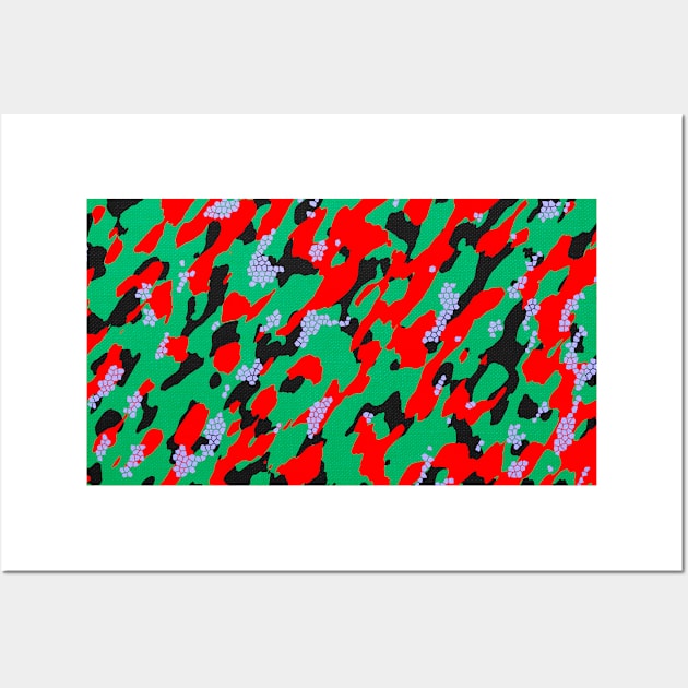 Camouflage - Red and Green Wall Art by Tshirtstory